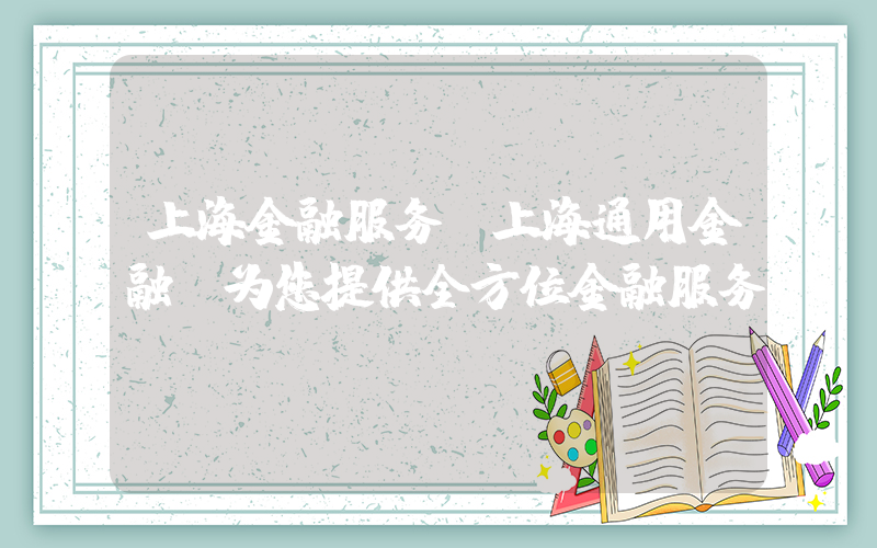 上海金融服务(上海通用金融(为您提供全方位金融服务))