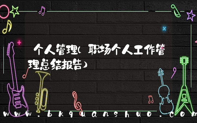 个人管理(职场个人工作管理总结报告)