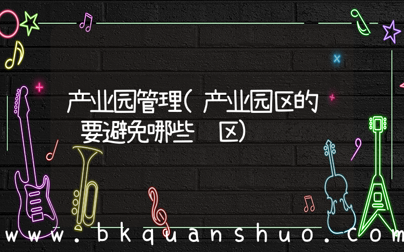 产业园管理(产业园区的运营要避免哪些误区)