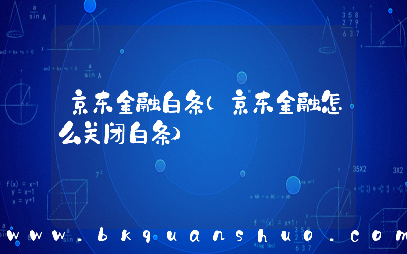 京东金融白条(京东金融怎么关闭白条)