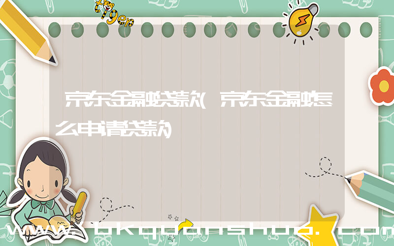京东金融贷款(京东金融怎么申请贷款)