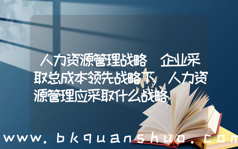人力资源管理战略(企业采取总成本领先战略下,人力资源管理应采取什么战略)