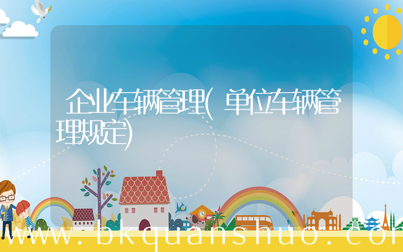 企业车辆管理(单位车辆管理规定)