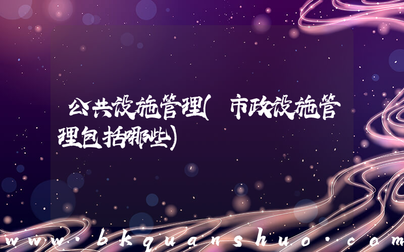 公共设施管理(市政设施管理包括哪些)