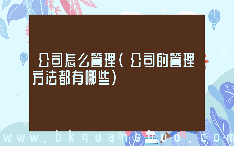 公司怎么管理(公司的管理方法都有哪些)