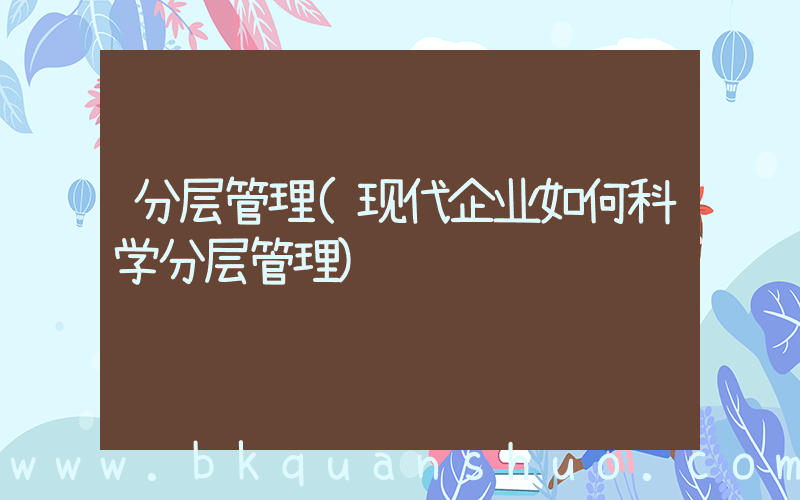 分层管理(现代企业如何科学分层管理)