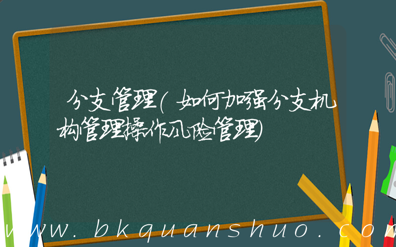 分支管理(如何加强分支机构管理操作风险管理)