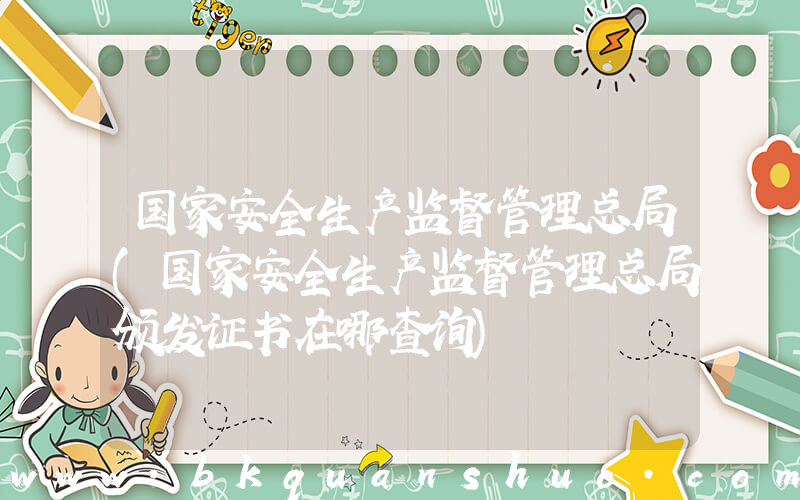 国家安全生产监督管理总局(国家安全生产监督管理总局颁发证书在哪查询)