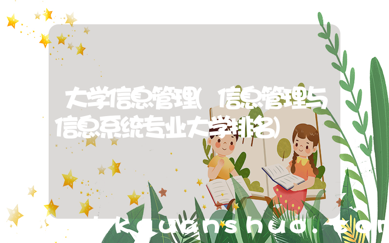 大学信息管理(信息管理与信息系统专业大学排名)