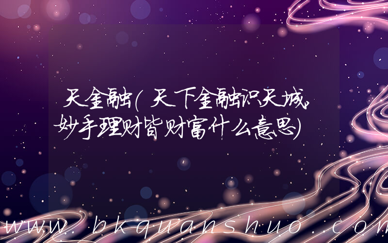 天金融(天下金融识天城,妙手理财皆财富什么意思)