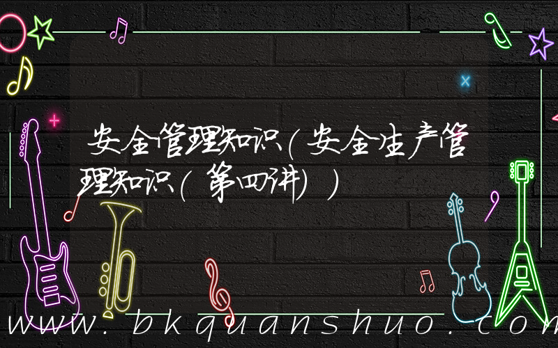 安全管理知识(安全生产管理知识(第四讲))