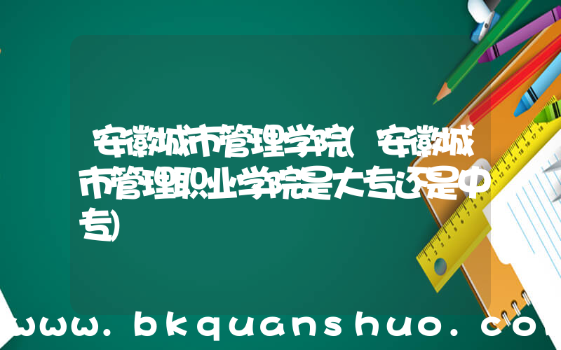 安徽城市管理学院(安徽城市管理职业学院是大专还是中专)
