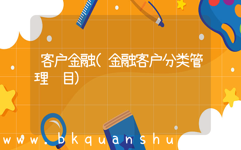 客户金融(金融客户分类管理项目)