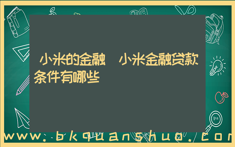 小米的金融(小米金融贷款条件有哪些)