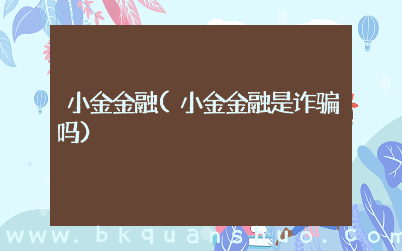 小金金融(小金金融是诈骗吗)