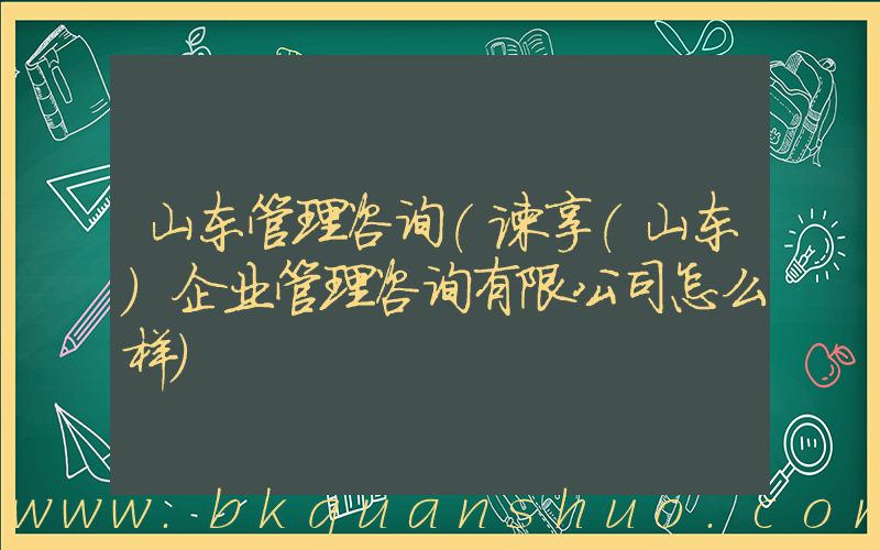 山东管理咨询(谏享(山东)企业管理咨询有限公司怎么样)