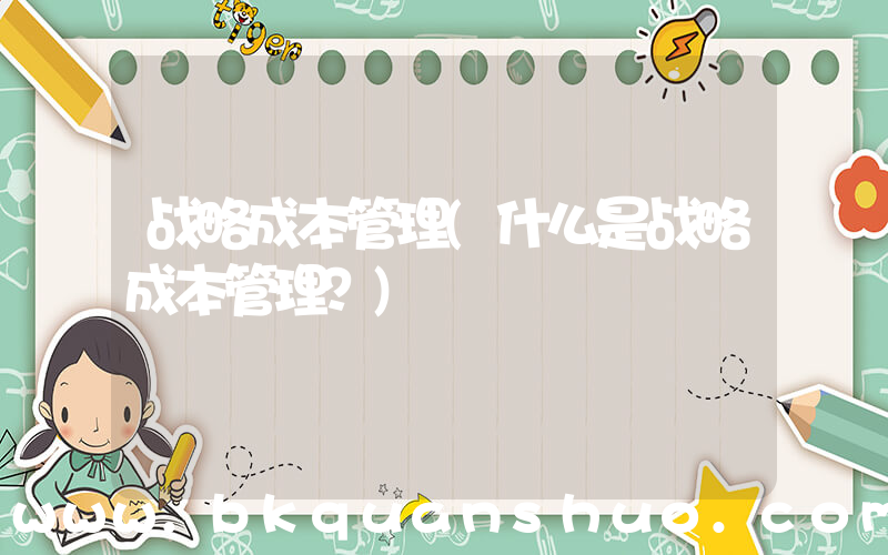 战略成本管理(什么是战略成本管理？)