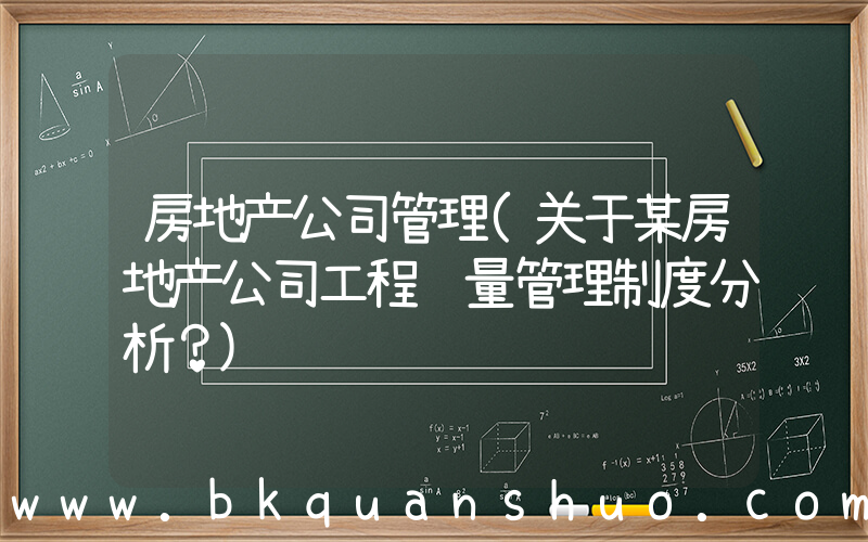 房地产公司管理(关于某房地产公司工程质量管理制度分析？)