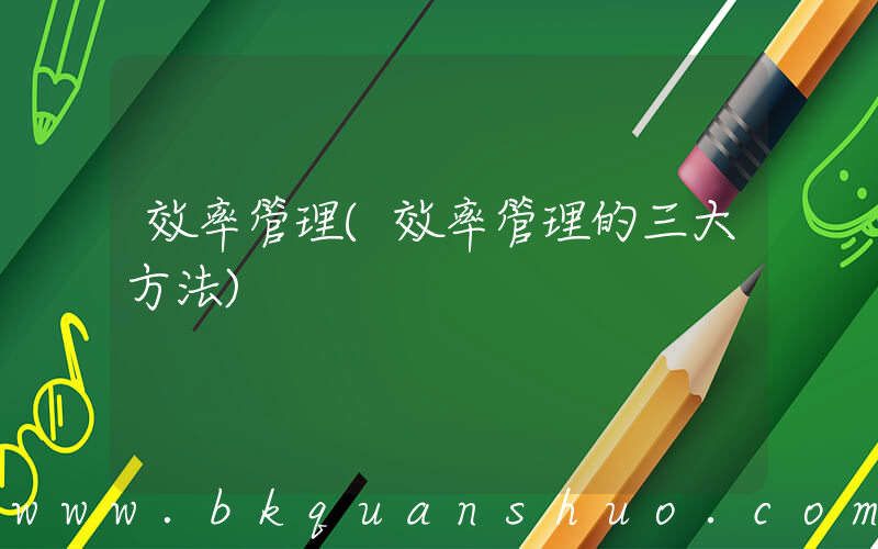 效率管理(效率管理的三大方法)