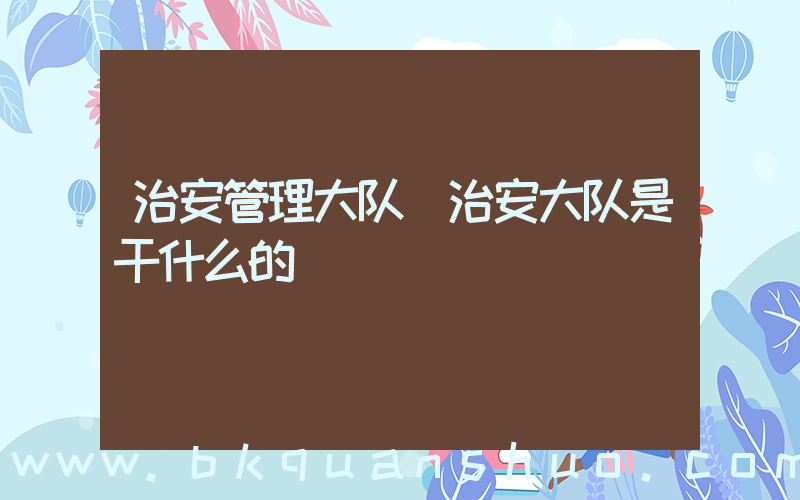 治安管理大队(治安大队是干什么的)