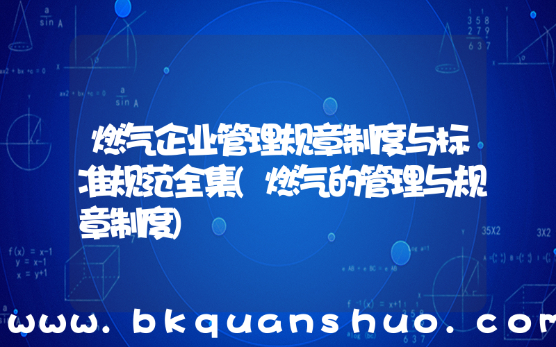燃气企业管理规章制度与标准规范全集(燃气的管理与规章制度)