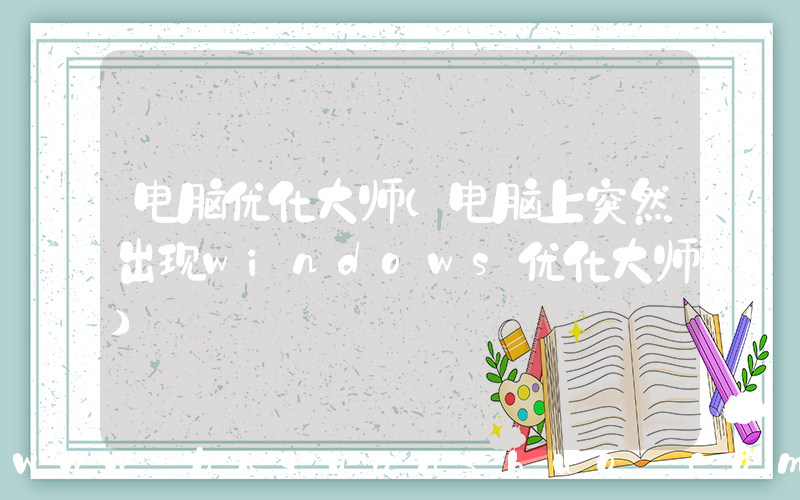 电脑优化大师(电脑上突然出现windows优化大师)