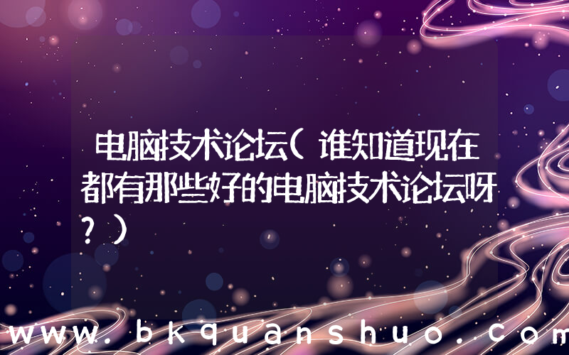 电脑技术论坛(谁知道现在都有那些好的电脑技术论坛呀？)