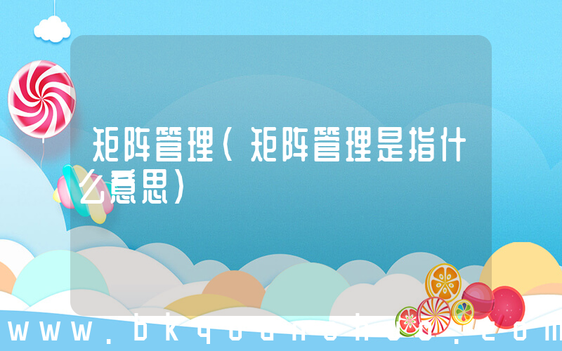 矩阵管理(矩阵管理是指什么意思)