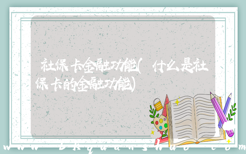 社保卡金融功能(什么是社保卡的金融功能)