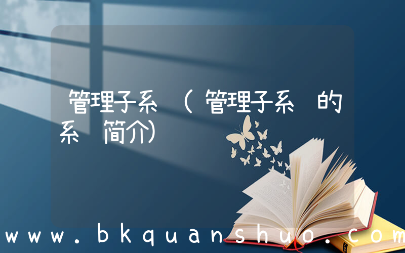 管理子系统(管理子系统的系统简介)