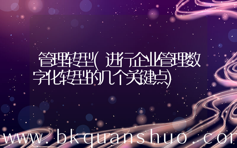 管理转型(进行企业管理数字化转型的几个关键点)