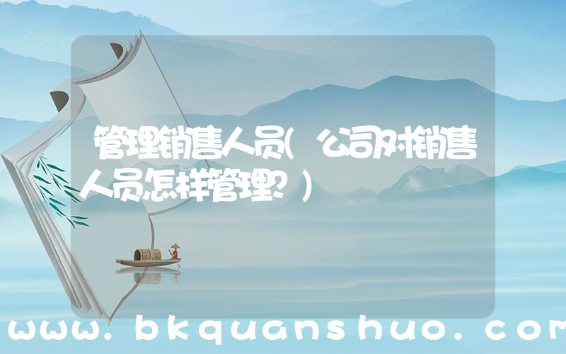 管理销售人员(公司对销售人员怎样管理？)