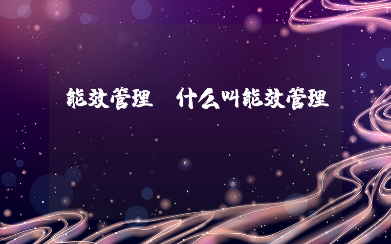 能效管理(什么叫能效管理？)