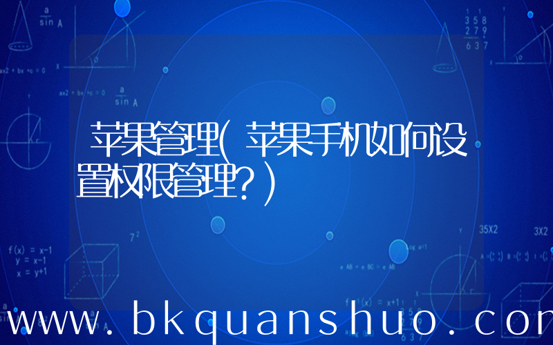 苹果管理(苹果手机如何设置权限管理？)