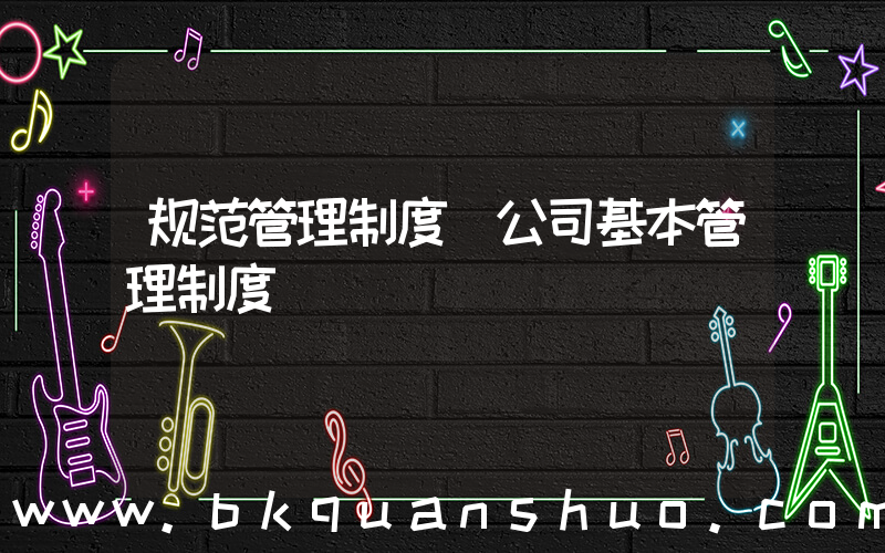 规范管理制度(公司基本管理制度)