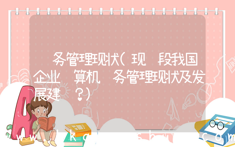 财务管理现状(现阶段我国企业计算机财务管理现状及发展建议？)