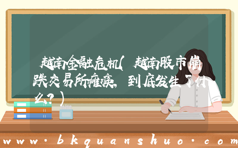 越南金融危机(越南股市崩跌交易所瘫痪，到底发生了什么？)
