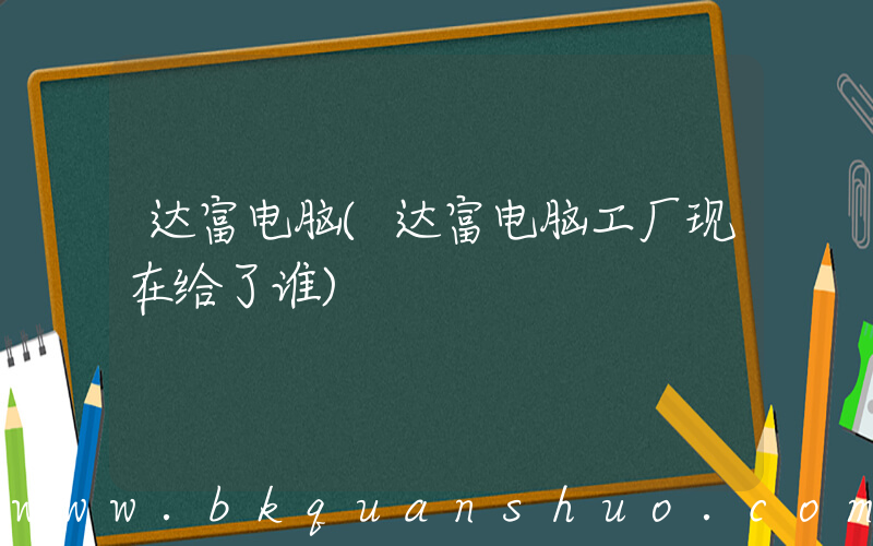 达富电脑(达富电脑工厂现在给了谁)