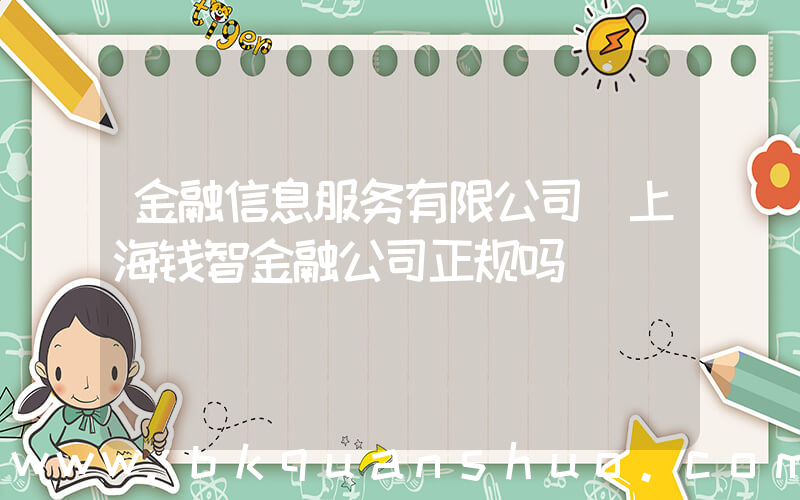 金融信息服务有限公司(上海钱智金融公司正规吗)