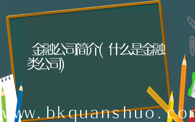 金融公司简介(什么是金融类公司)