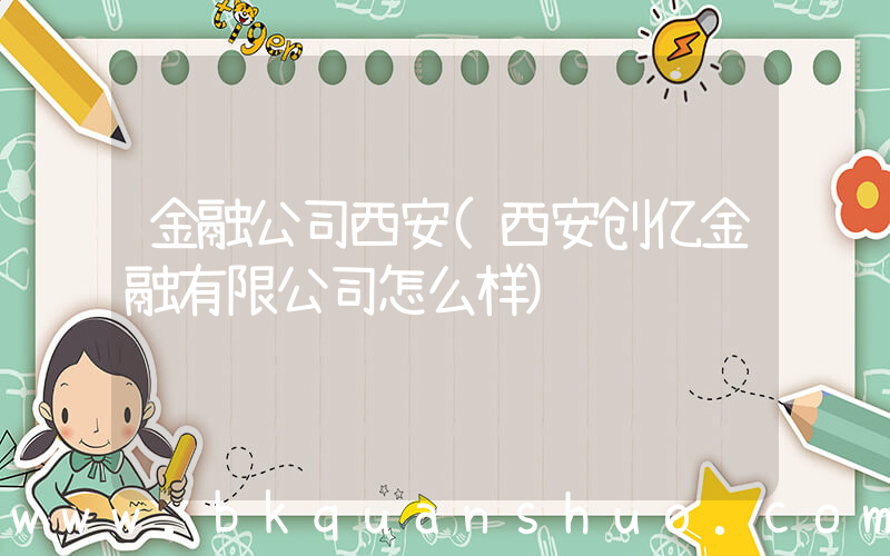金融公司西安(西安创亿金融有限公司怎么样)