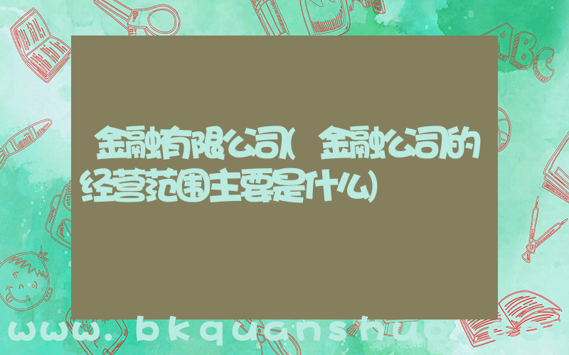 金融有限公司(金融公司的经营范围主要是什么)