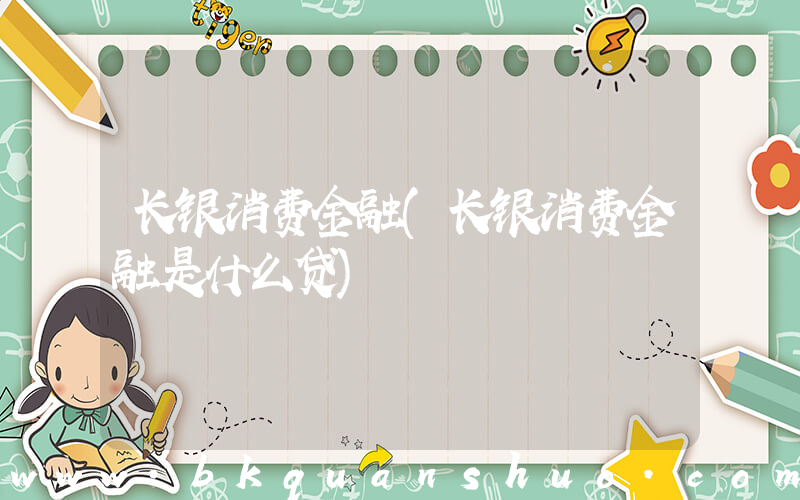 长银消费金融(长银消费金融是什么贷)