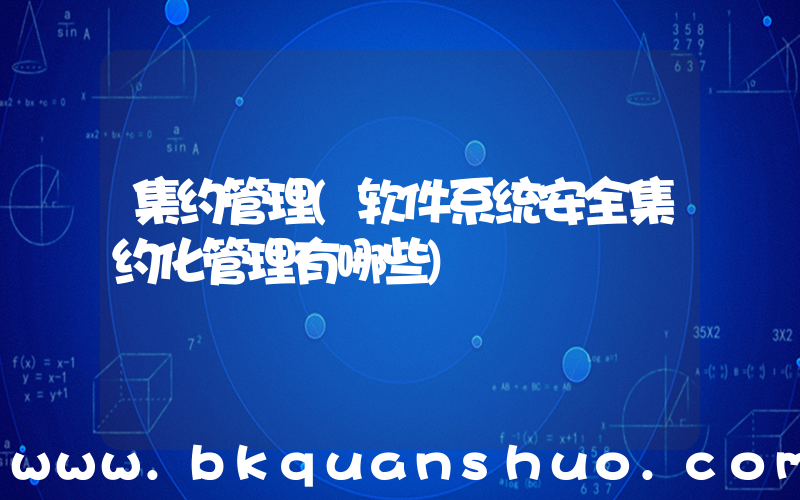 集约管理(软件系统安全集约化管理有哪些)