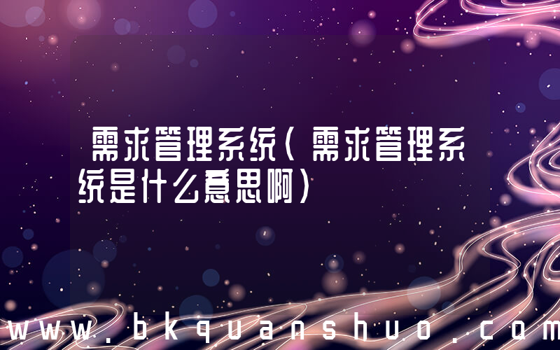 需求管理系统(需求管理系统是什么意思啊)
