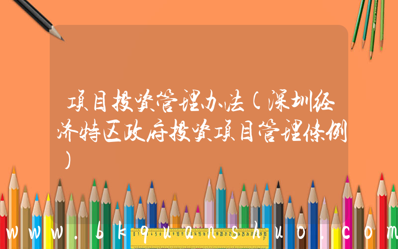 项目投资管理办法(深圳经济特区政府投资项目管理条例)