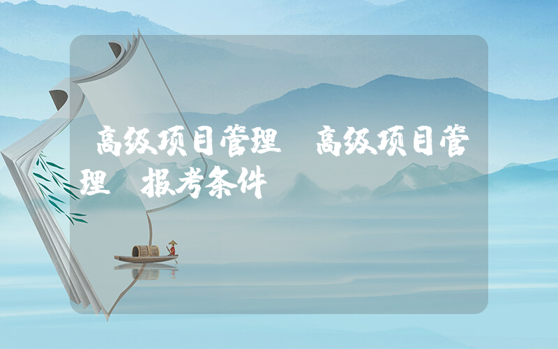 高级项目管理(高级项目管理师报考条件)